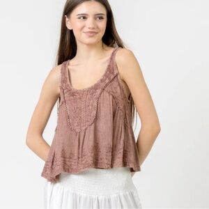 Women’s Rosewood Lace-Trim Boho Camisole